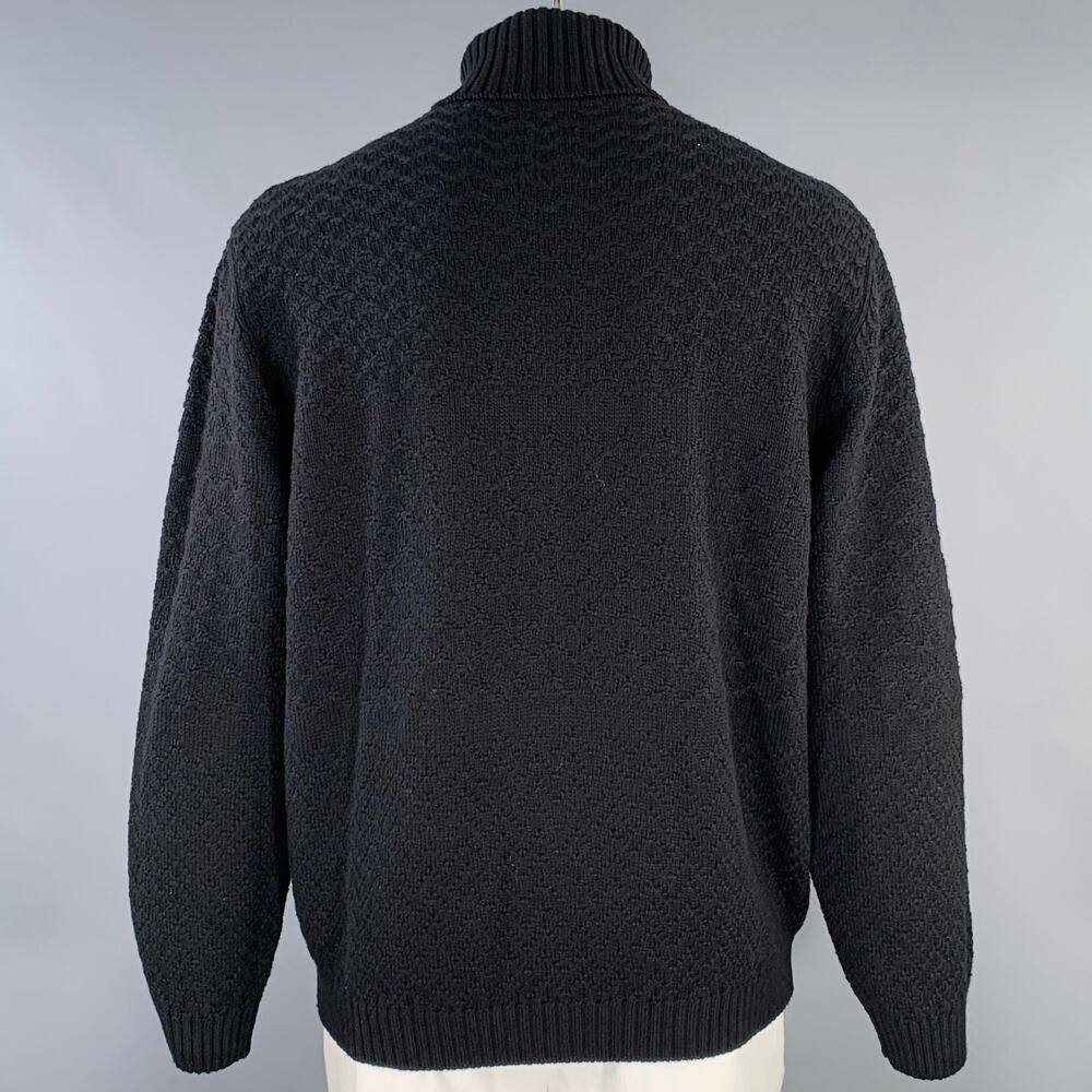 Ermenegildo Zegna Size Xl Black Knit Wool Turtleneck Sweater View 4